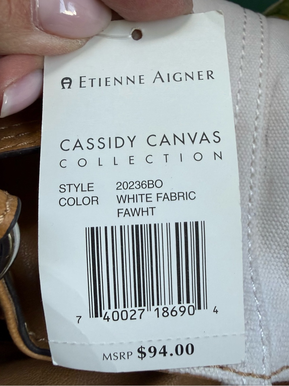 Etienne Aigner Cream Canvas Shoulder Bag with Tan  Trim NWT - Picture 11 of 14